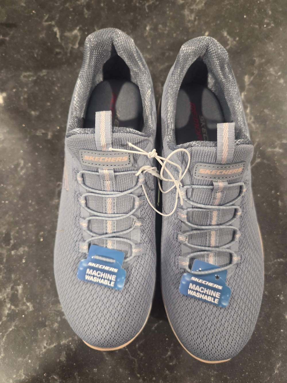 Skechers Lightweight Slip-On Sneakers in Dusty Blue
